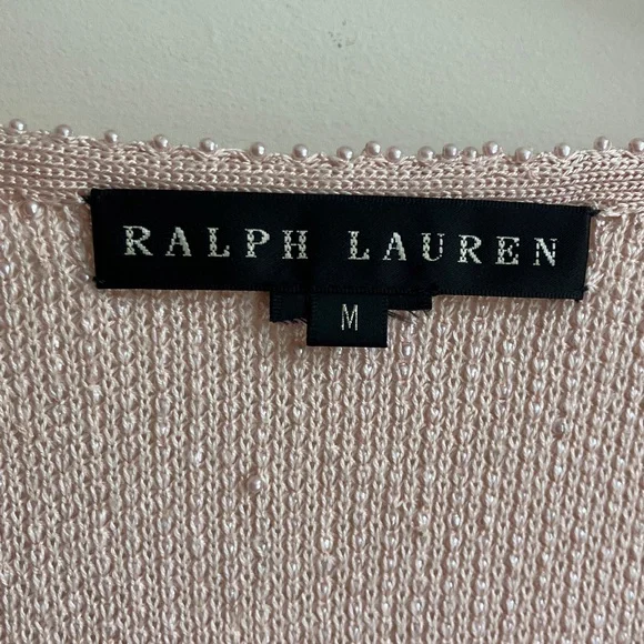 RALPH LAUREN Light Pink Silk Beaded Short Sleeve Top Women’s Size M - Picture 2 of 7